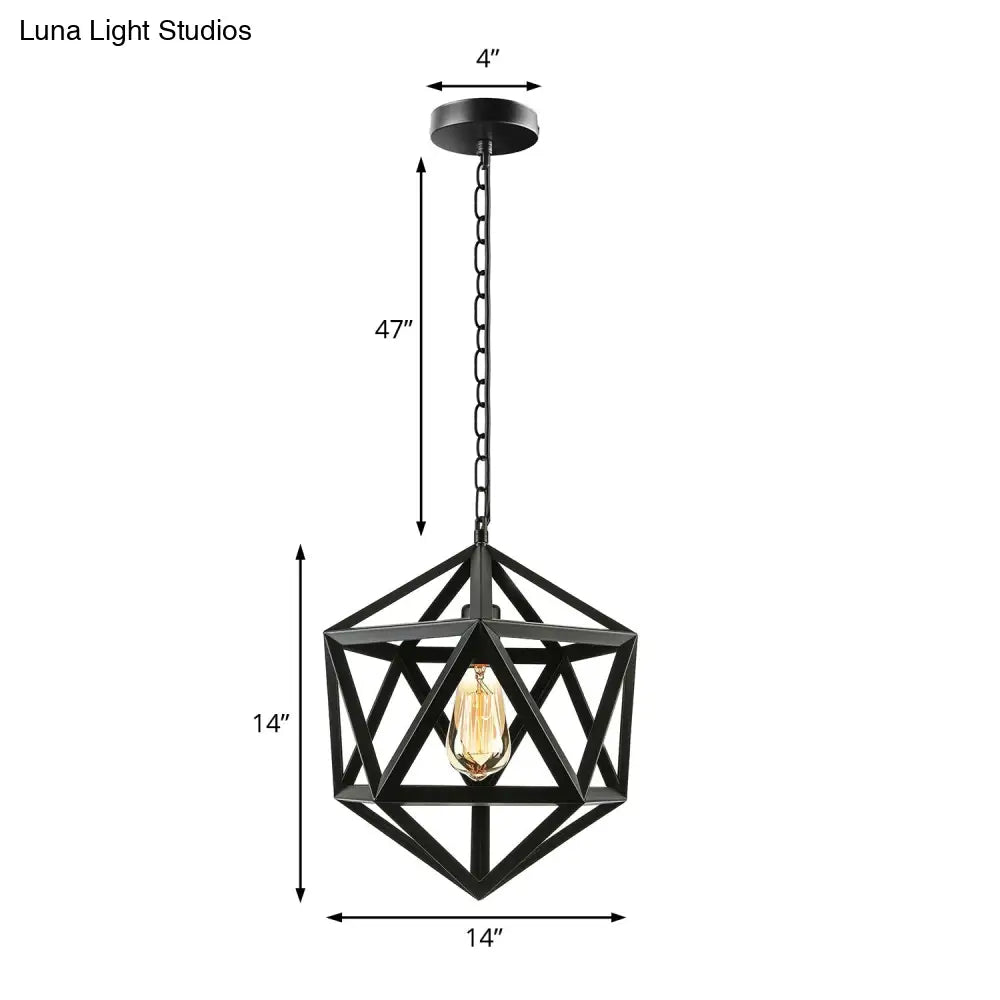 14/18 Geometric Metal Pendant Lighting Fixture - Industrial 1 Bulb Ceiling Light For Dining Room