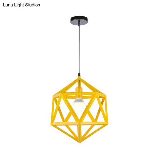 Industrial Geometric Metal Pendant Light - Blue/White/Yellow