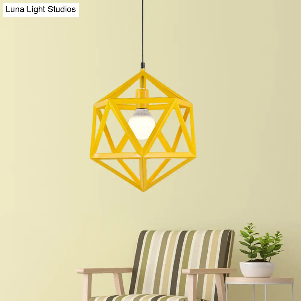 Industrial Geometric Metal Pendant Light - Blue/White/Yellow