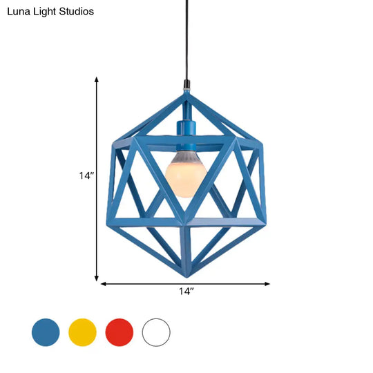 Industrial Geometric Metal Pendant Light - Blue/White/Yellow