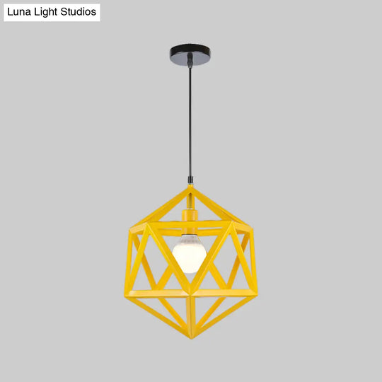 Industrial Geometric Metal Pendant Light - Blue/White/Yellow