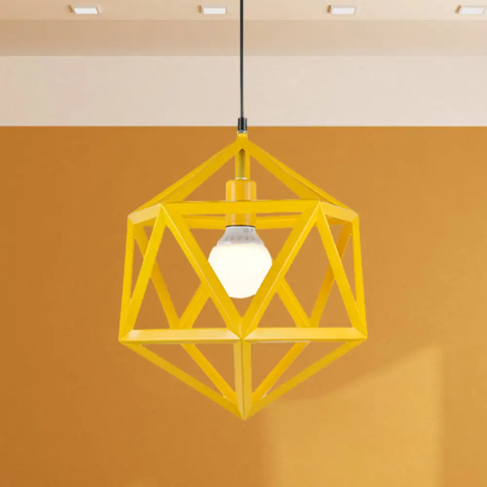 Industrial Geometric Metal Pendant Light - Blue/White/Yellow Yellow