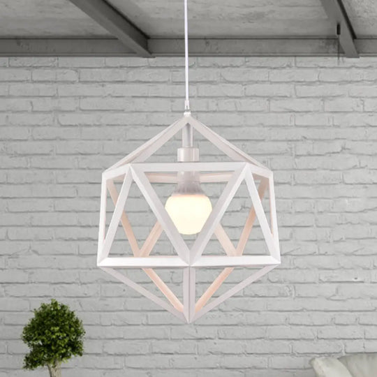 Industrial Geometric Metal Pendant Light - Blue/White/Yellow White