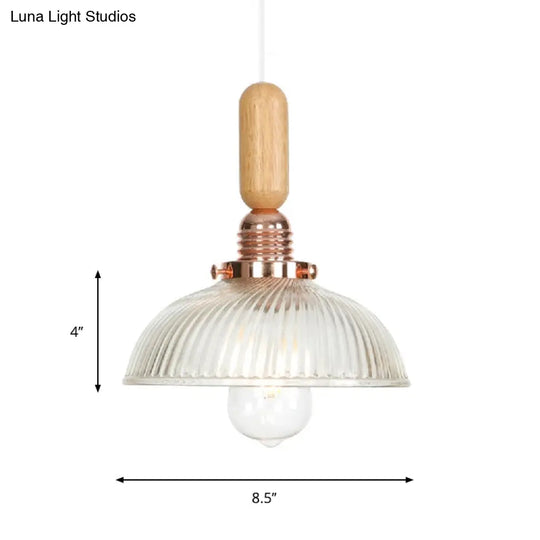 Industrial Glass Cone Pendant Light With Clear/White Dome And Saucer - 1 Hanging Ceiling Fixture