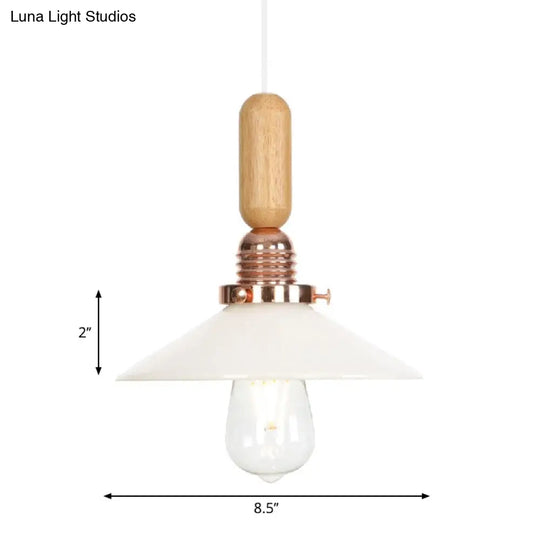 Industrial Glass Cone Pendant Light With Clear/White Dome And Saucer - 1 Hanging Ceiling Fixture