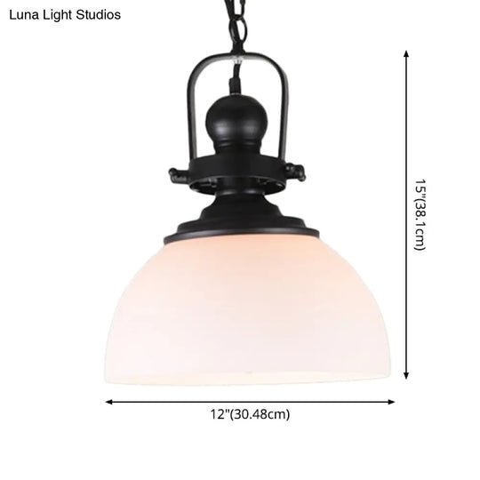 Industrial Glass Pot-Shaped Pendant Lamp 1-Light Bistro Bar Lighting In Black