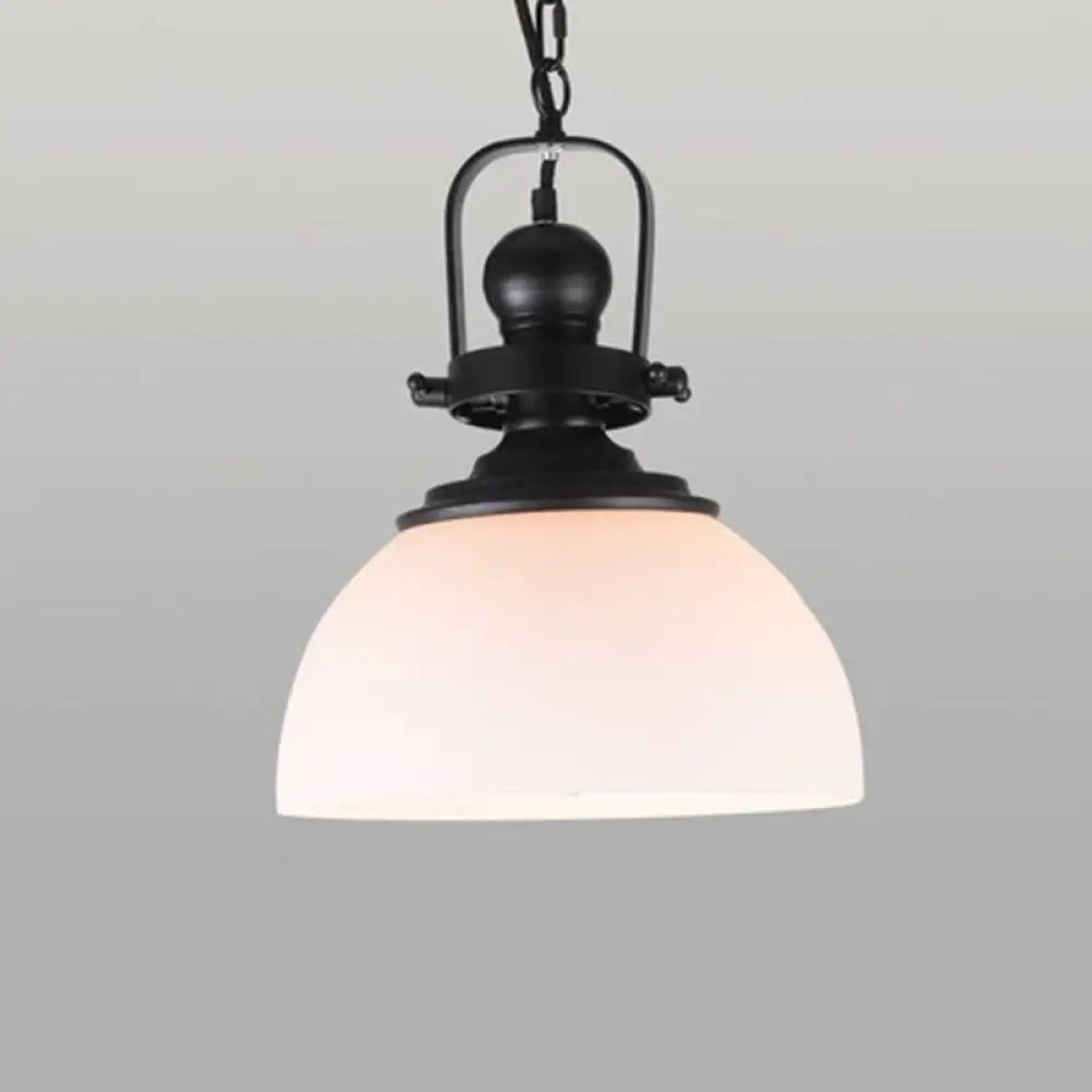 Industrial Glass Pot-Shaped Pendant Lamp 1-Light Bistro Bar Lighting In Black / With Handle