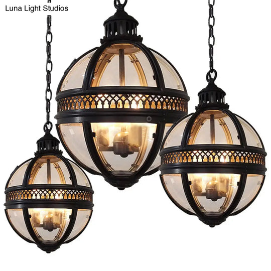 Industrial Globe Pendant Light For Restaurant - Elegant Glass Fixture