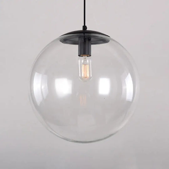 Industrial Globe Pendant Lighting - Wide 1-Light Clear Glass Ceiling Light (6’/8’/12’)