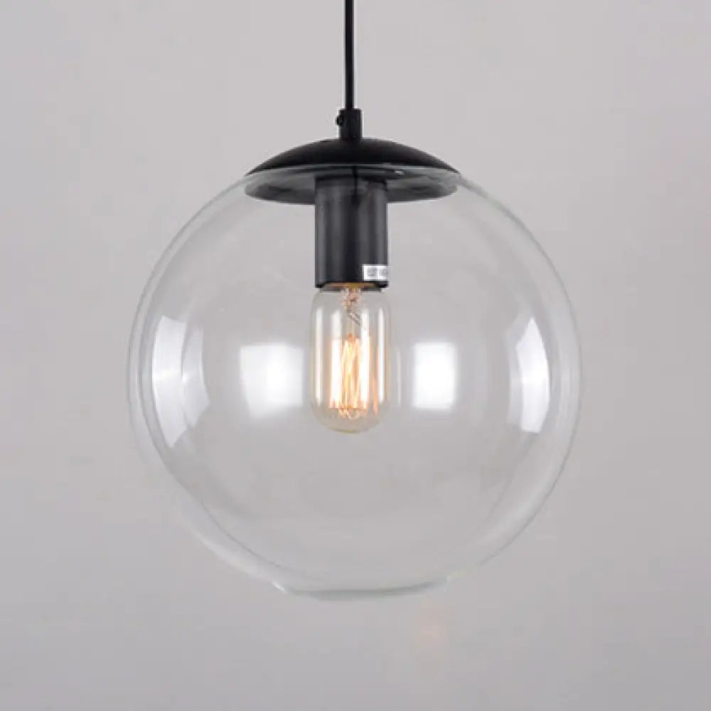 Industrial Globe Pendant Lighting - Wide 1-Light Clear Glass Ceiling Light (6’/8’/12’)