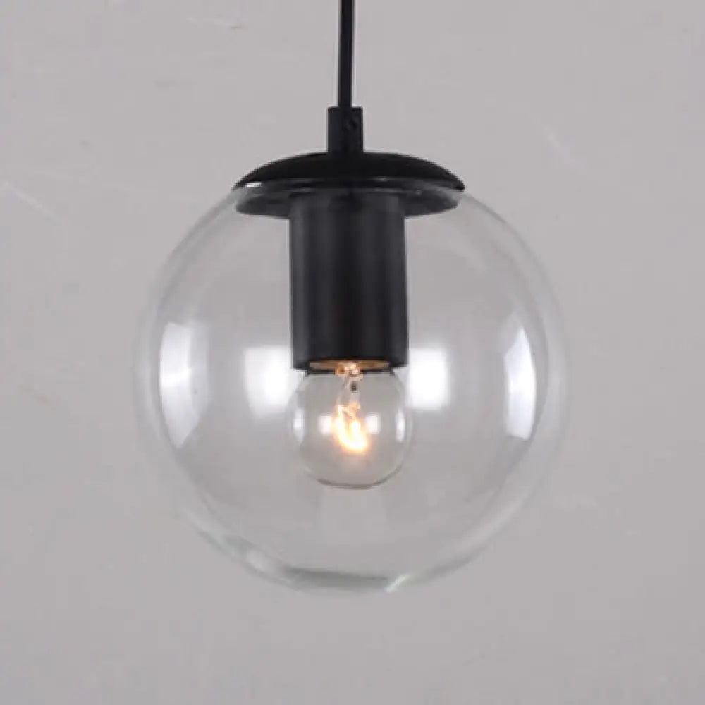 Industrial Globe Pendant Lighting - Wide 1-Light Clear Glass Ceiling Light (6’/8’/12’)