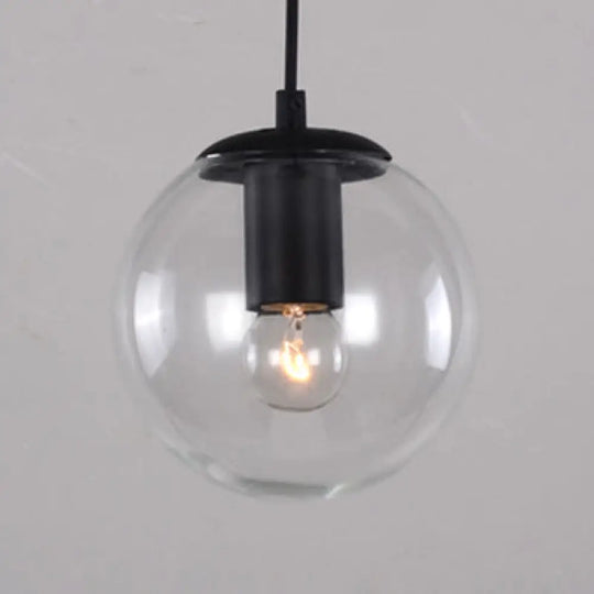 Industrial Globe Pendant Lighting - Wide 1-Light Clear Glass Ceiling Light (6’/8’/12’)