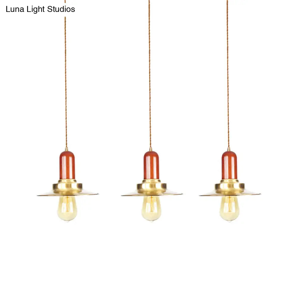 Industrial Gold Finish Tandem Pendant Light With Multiple Bulbs - Perfect For High Ceiling Areas