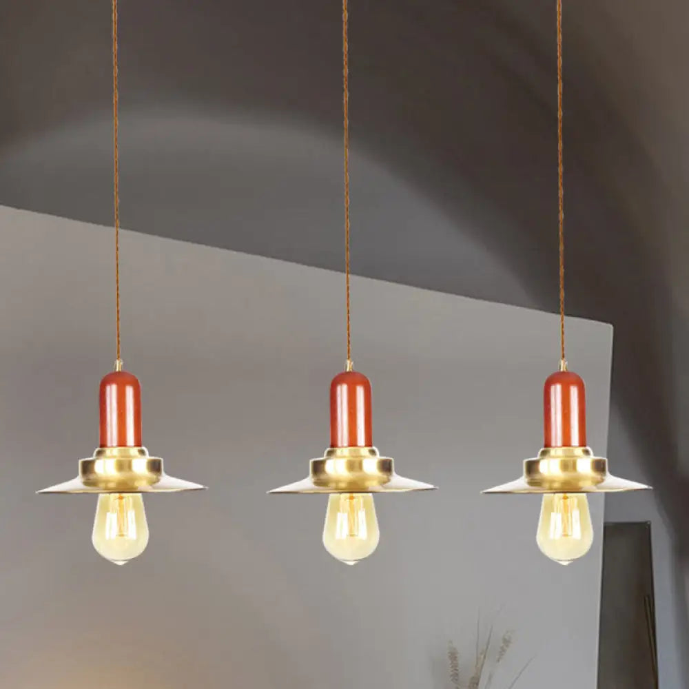 Industrial Gold Finish Tandem Pendant Light With Multiple Bulbs - Perfect For High Ceiling Areas 3 /