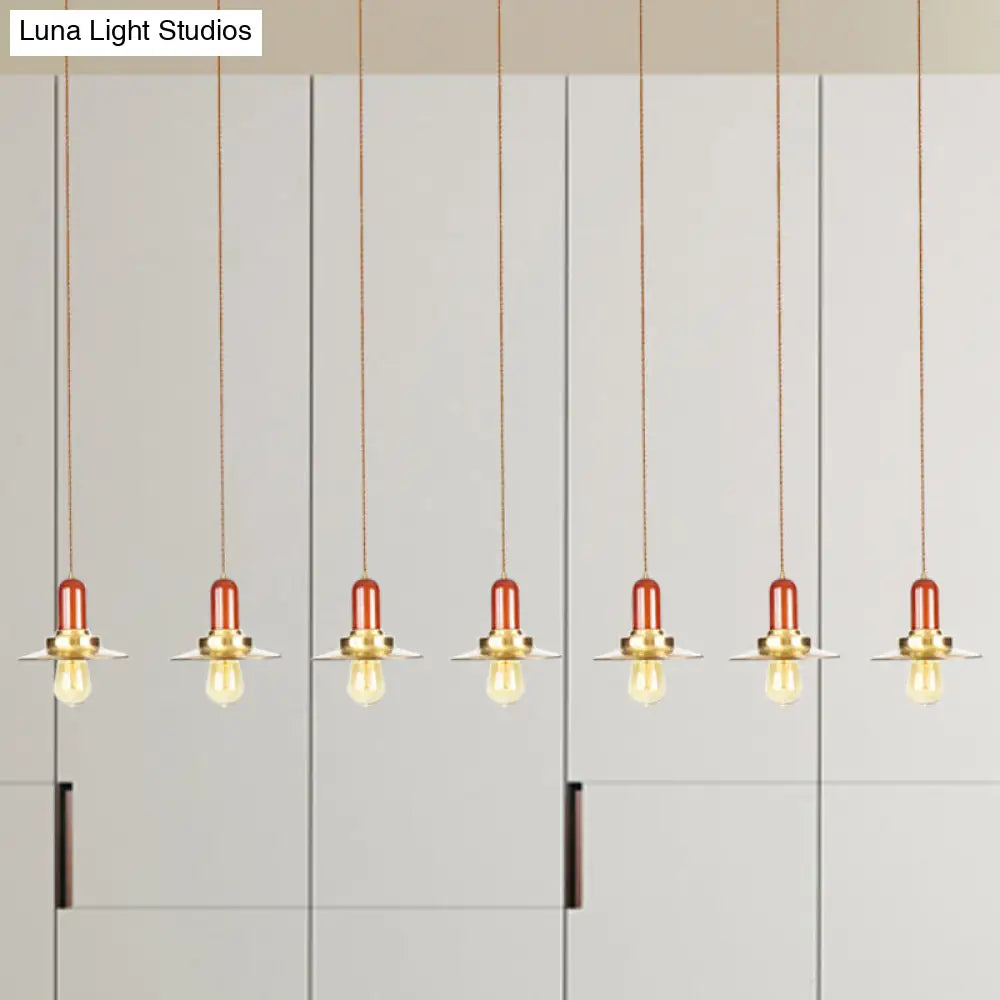 Gold Finish 3/5/7-Bulb Industrial Metallic Pendant Lamp - Multiple Hanging Lights For Ceiling 7 /