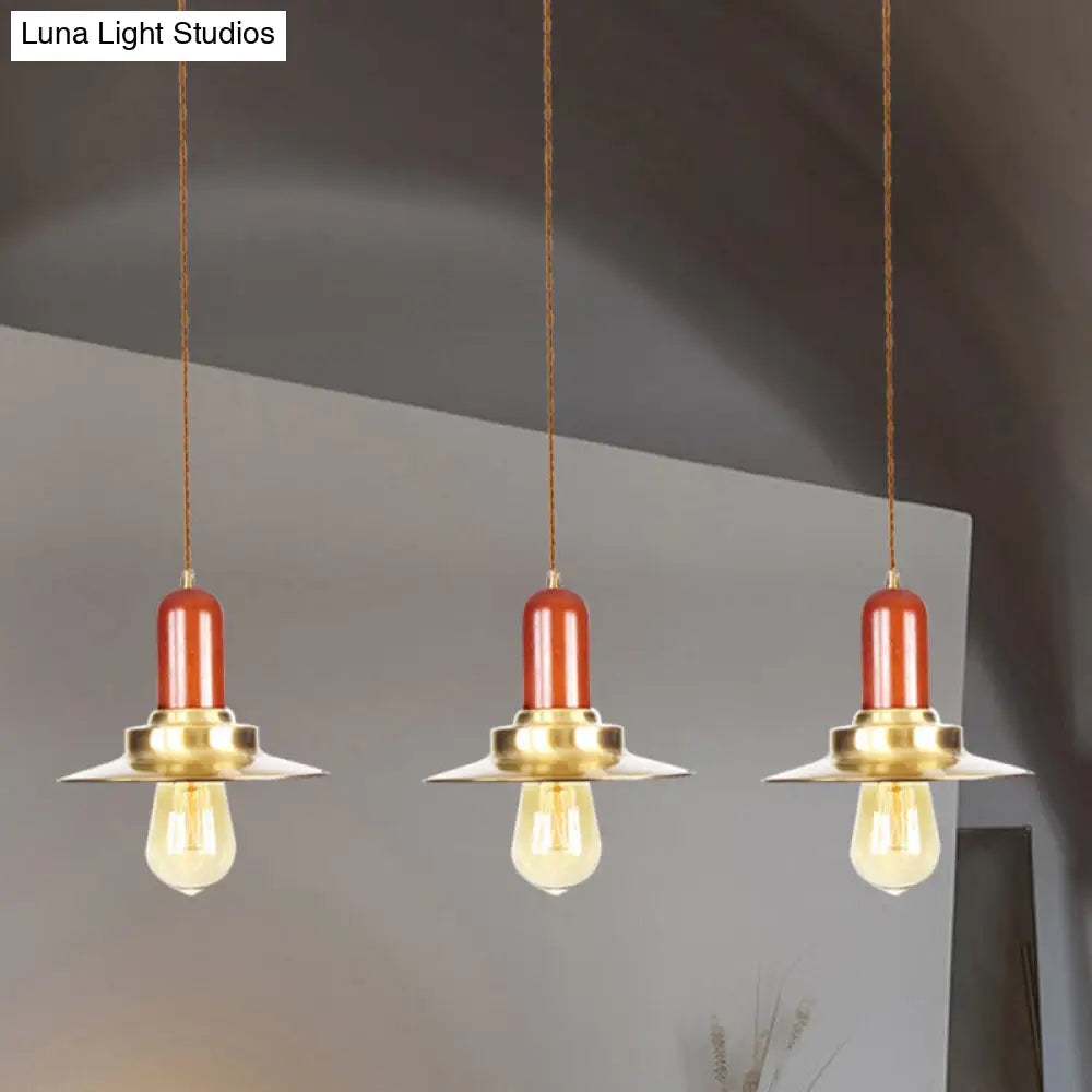 Gold Finish 3/5/7-Bulb Industrial Metallic Pendant Lamp - Multiple Hanging Lights For Ceiling 3 /