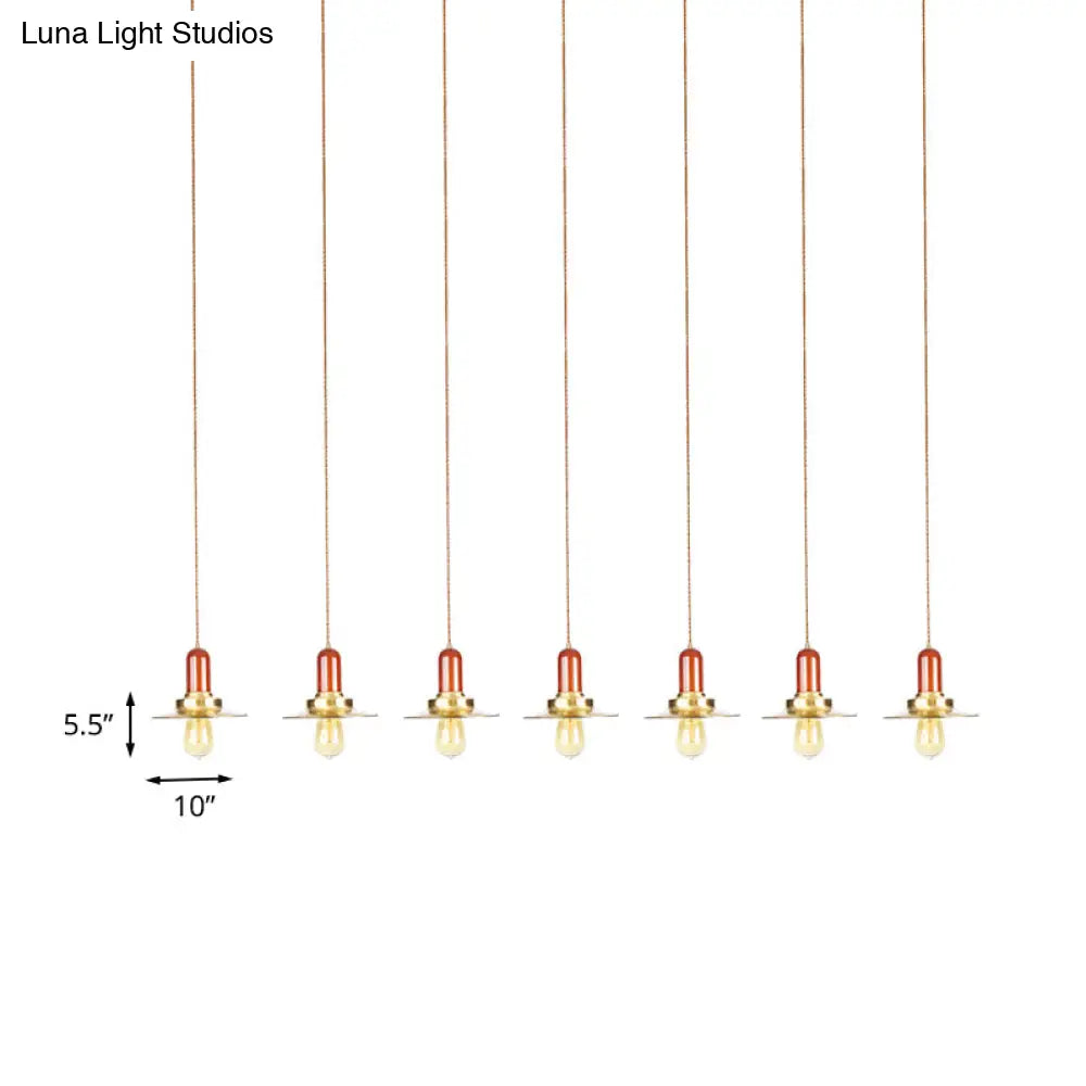 Industrial Gold Finish Tandem Pendant Light With Multiple Bulbs - Perfect For High Ceiling Areas