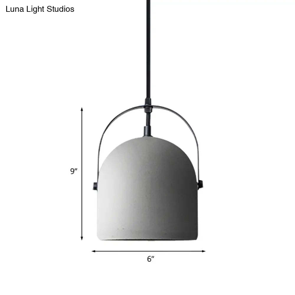 Industrial Gray Dome Pendant Light - Head Cement Ceiling Suspension For Dining Room