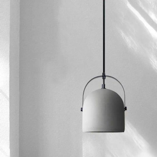 Industrial Gray Dome Pendant Light - Head Cement Ceiling Suspension For Dining Room Grey