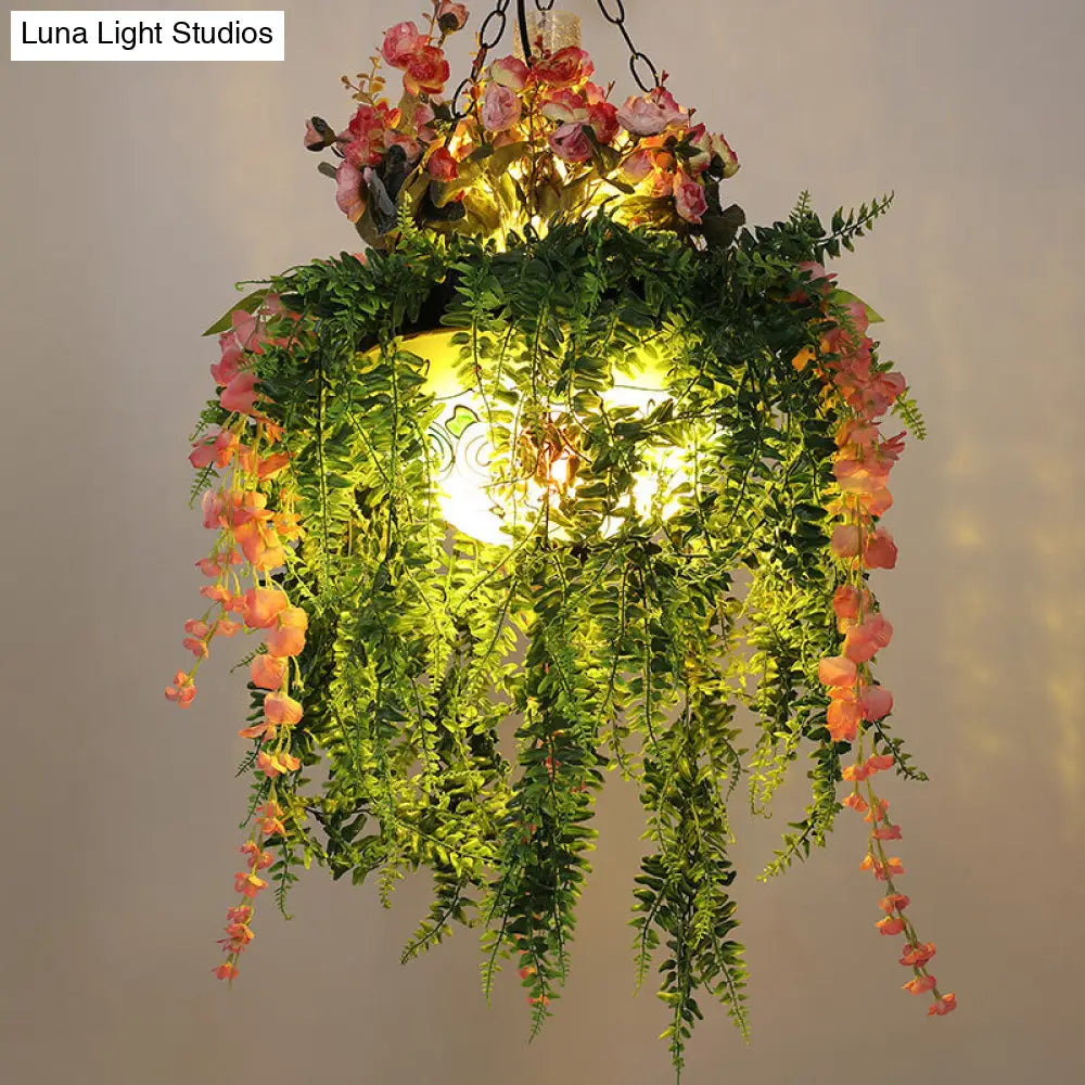 Industrial Green Dome Shade Chandelier With Frosted Glass Ceiling Perfect For Restaurants And Plants