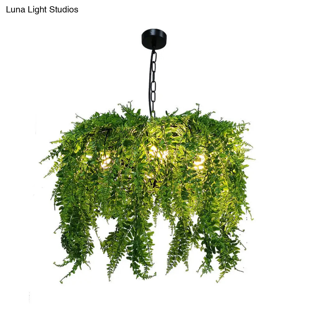 Industrial Green Plant Design Metal Chandelier Light Fixture - 5 Lights 21.5’/25.5’ Wide