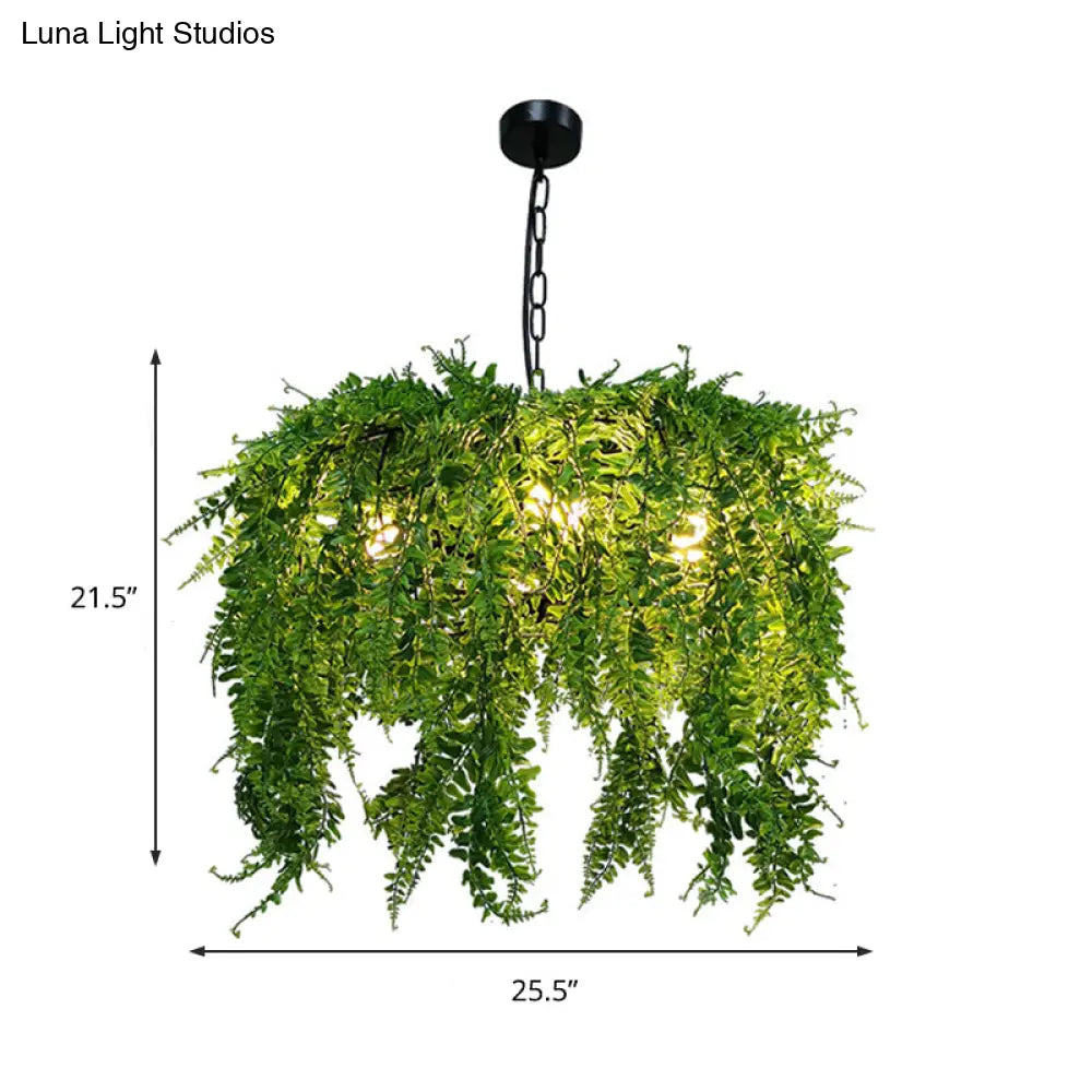 Industrial Green Plant Design Metal Chandelier Light Fixture - 5 Lights 21.5’/25.5’ Wide