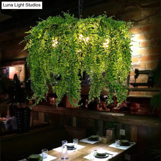 Industrial Green Plant Design Metal Chandelier 5 Lights Restaurant Ceiling Light 21.5/25.5 Wide