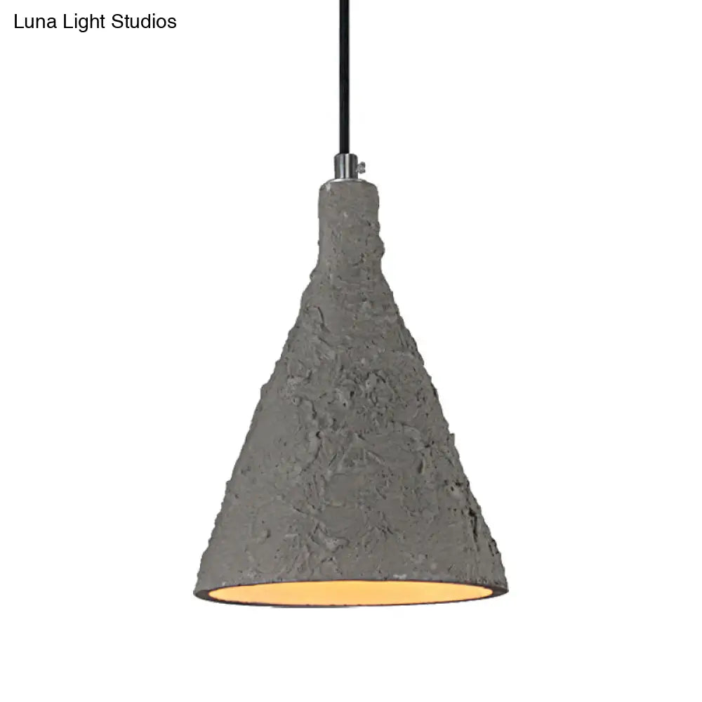 Industrial Grey Funnel Pendant Light - 1-Light Cement Shade For Restaurant Suspension