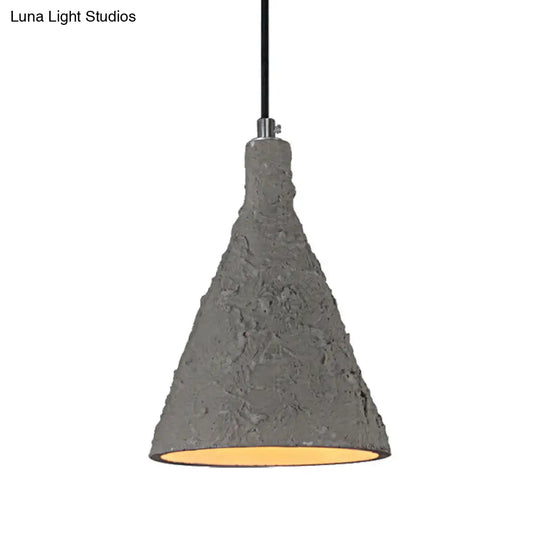 Industrial Grey Funnel Pendant Light - 1-Light Cement Shade For Restaurant Suspension