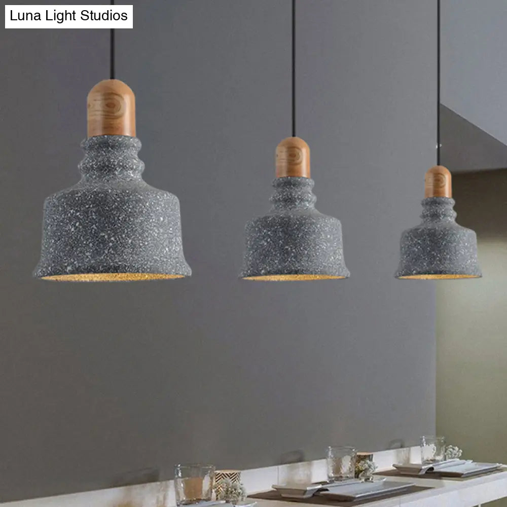 Industrial Grey Pendant Light - Upside-Down Trifle Hanging Fixture For Restaurants