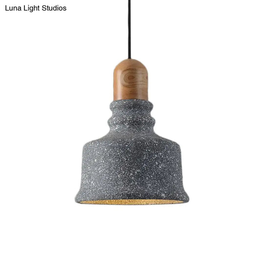 Industrial Cement Grey Pendant Light - Upside-Down Trifle Hanging Fixture For Restaurants