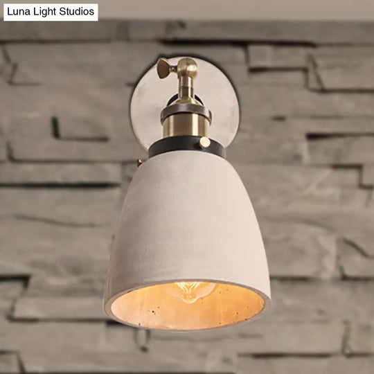 Industrial Grey Wall Mounted Light - Adjustable Cone/Cylinder/Bowl Bedroom Sconce