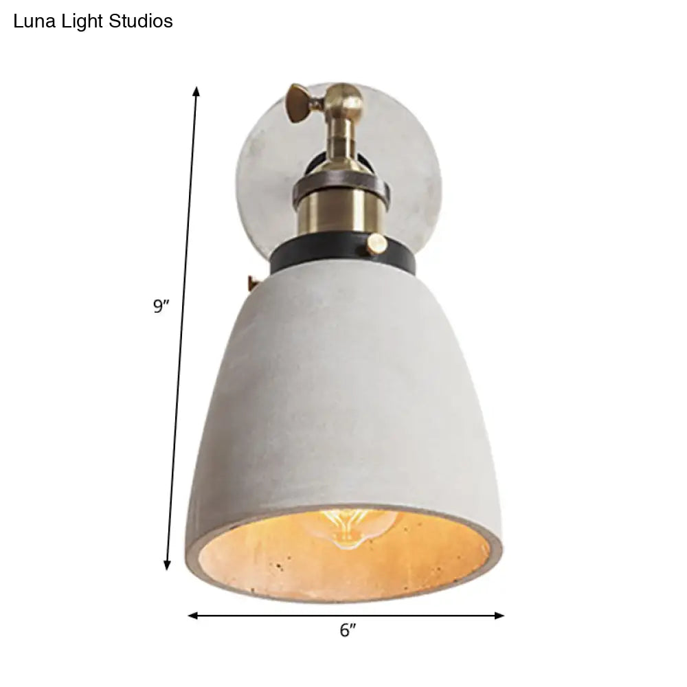 Industrial Grey Wall Mounted Light - Adjustable Cone/Cylinder/Bowl Bedroom Sconce