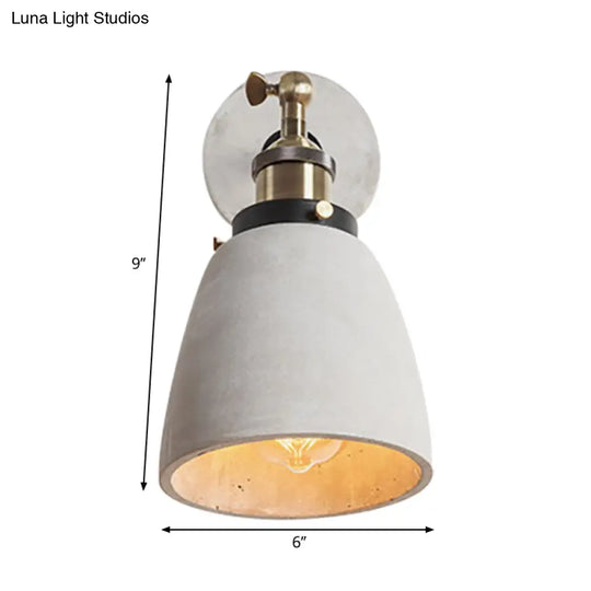 Industrial Grey Wall Mounted Light - Adjustable Cone/Cylinder/Bowl Bedroom Sconce