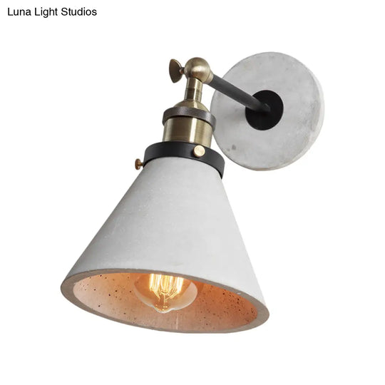 Industrial Grey Wall Mounted Light - Adjustable Cone/Cylinder/Bowl Bedroom Sconce