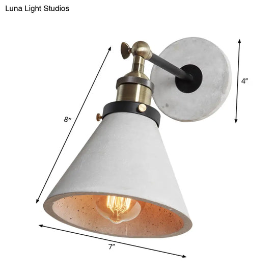 Industrial Grey Wall Mounted Light - Adjustable Cone/Cylinder/Bowl Bedroom Sconce