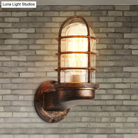 Industrial Half-Capsule Glass Wall Lamp - Bathroom Sconce Lighting Fixture