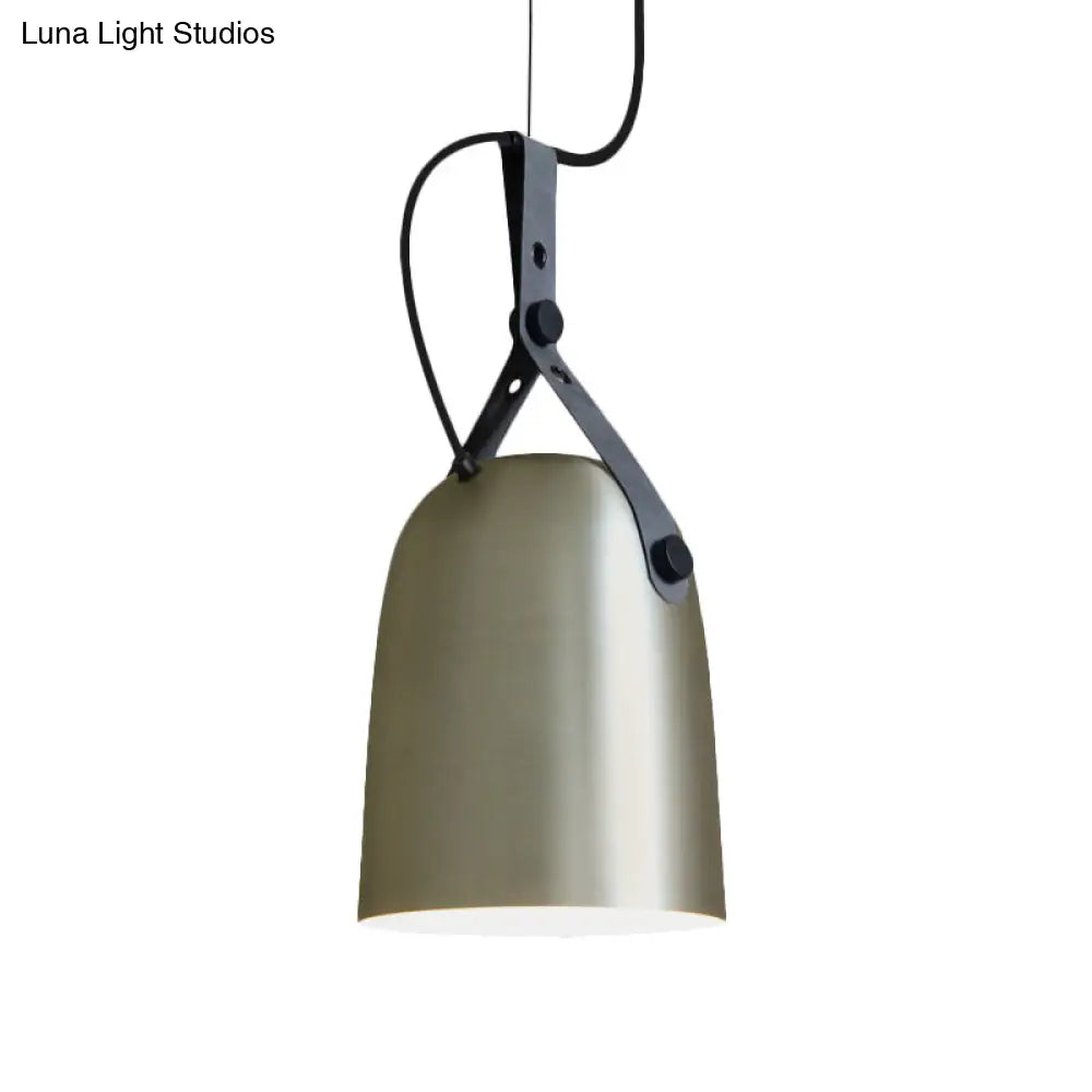 Modern Iron Ceiling Lamp With Strap Handle - Available In Black Copper Or Silver