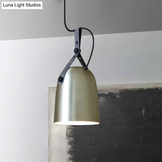 Modern Iron Ceiling Lamp With Strap Handle - Available In Black Copper Or Silver