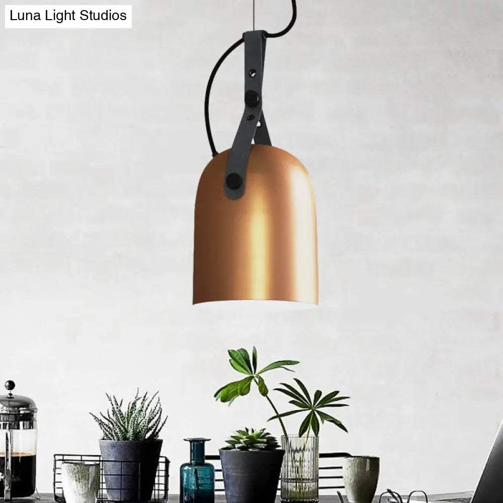 Industrial Hanging Kitchen Ceiling Lamp - Factory Iron Elongated Dome Shape 1 Head