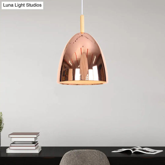 Industrial Hanging Lamp With Electroplated Metal Shade - Single Light Pendant