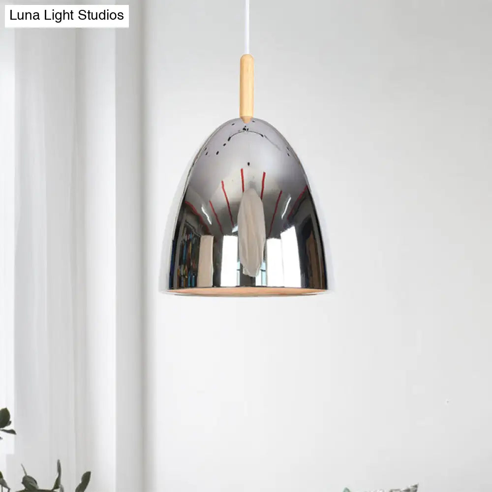 Industrial Hanging Lamp With Electroplated Metal Shade - Single Light Pendant