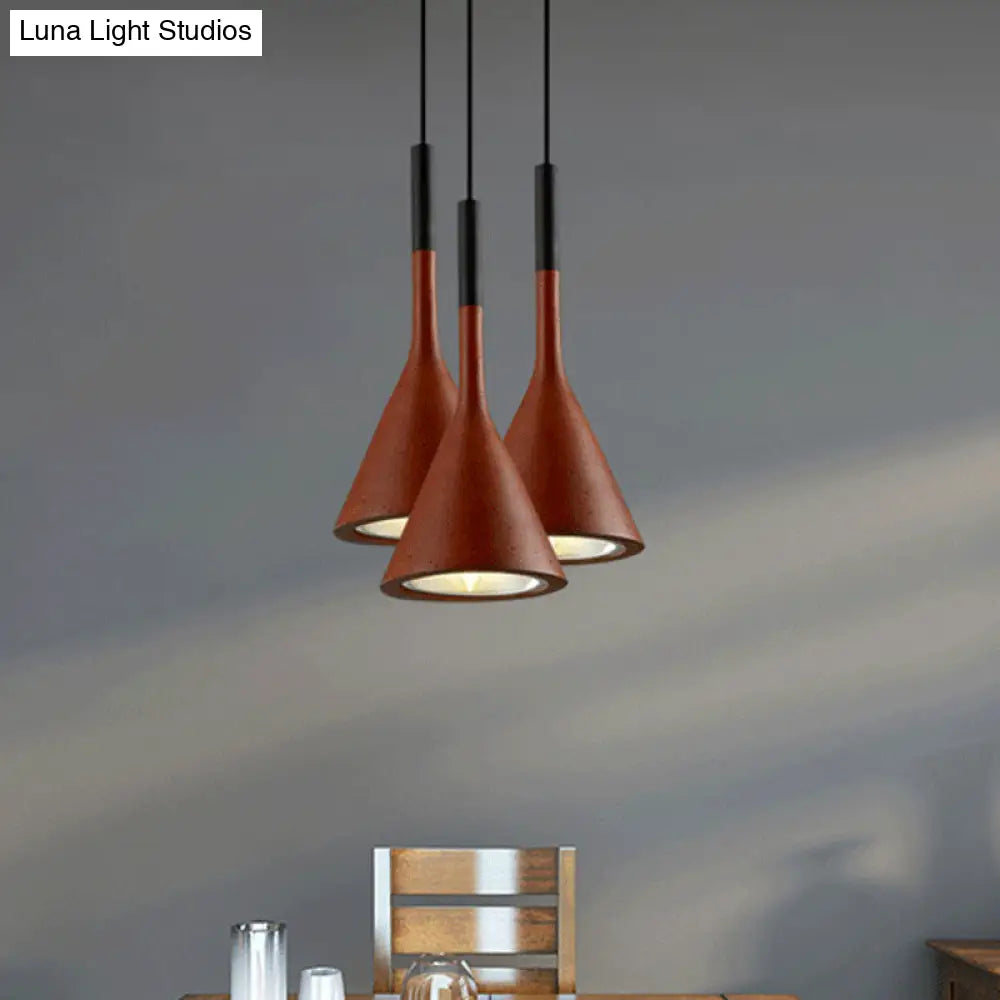 Industrial Hanging Pendant Lamp With Funnel Shade - Black/Grey Aluminum And Concrete Ceiling Light