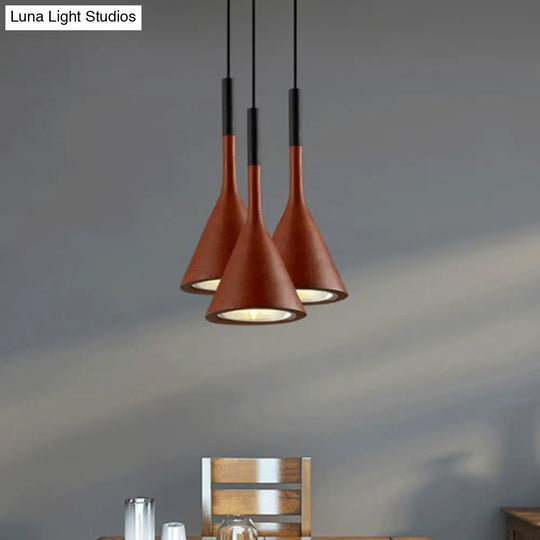 Industrial Hanging Pendant Lamp With Funnel Shade - Black/Grey Aluminum And Concrete Ceiling Light