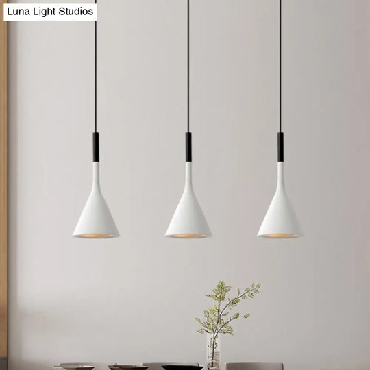 Industrial Hanging Pendant Lamp With Funnel Shade - Black/Grey Aluminum And Concrete Ceiling Light