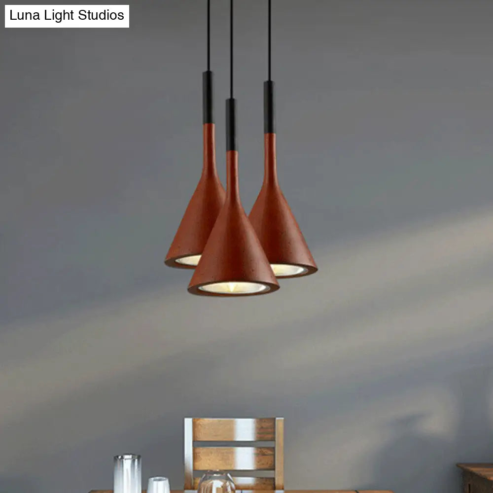 Industrial Bedside Pendant Lamp With Funnel Shade: Aluminum And Concrete Ceiling Light Fixture In