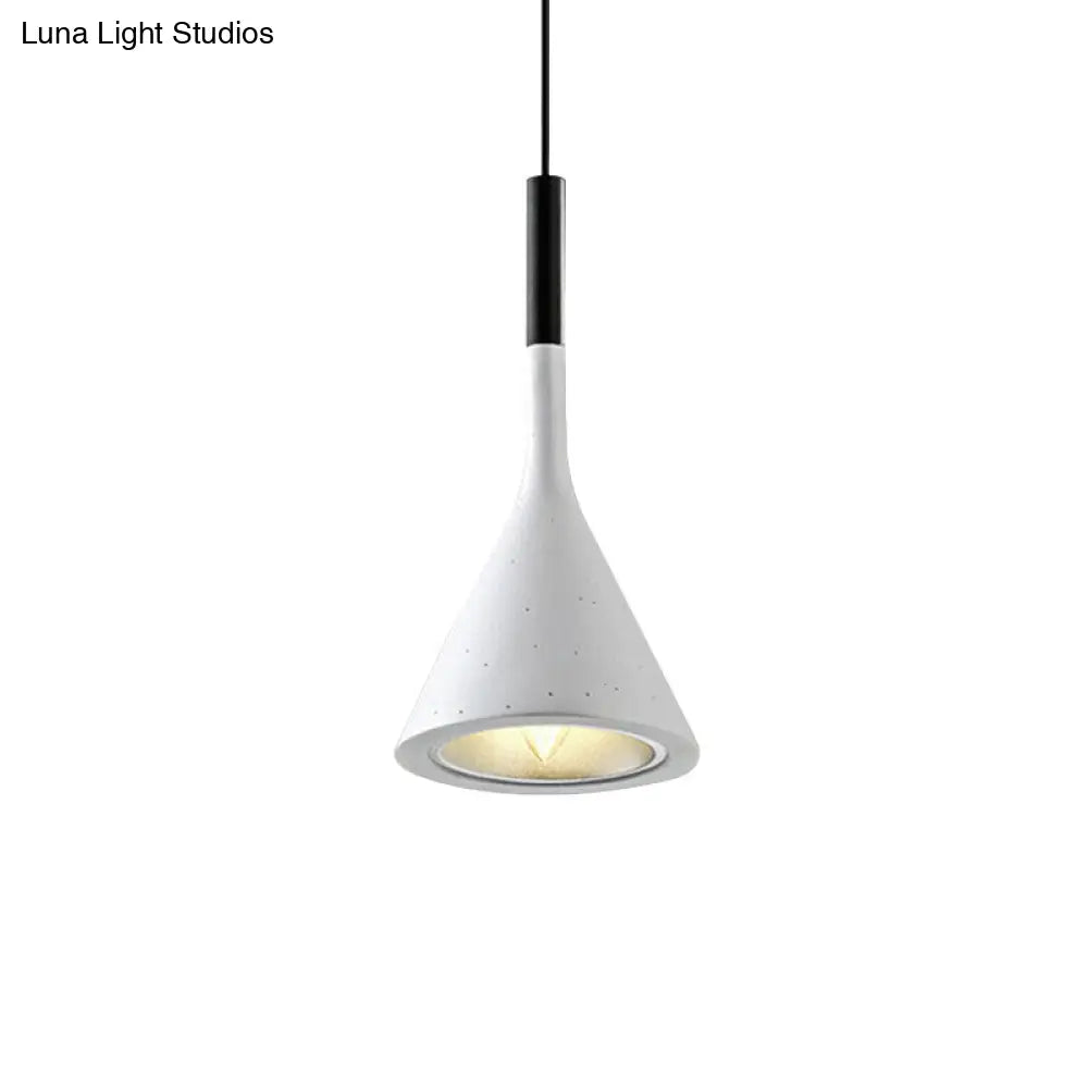 Industrial Bedside Pendant Lamp With Funnel Shade: Aluminum And Concrete Ceiling Light Fixture In