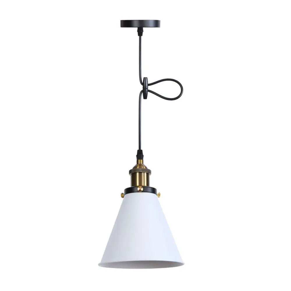 Industrial Horn Shaped Pendant Light In Rust/Copper/Brass - 1-Light Bedside Fixture White