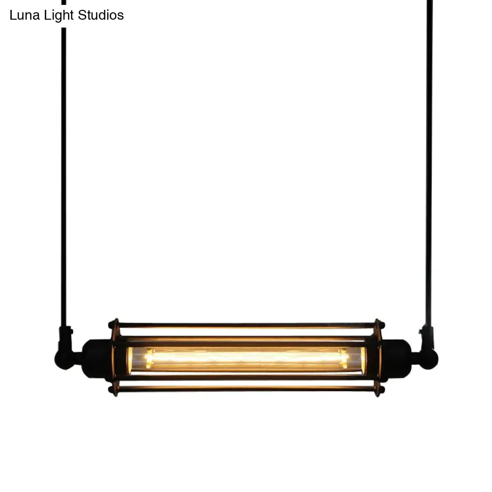 Industrial Iron 1-Light Black Pendant - Tube Kitchen Bar Suspension Light Fixture
