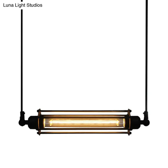 Industrial Iron 1-Light Black Pendant - Tube Kitchen Bar Suspension Light Fixture